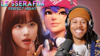 Reacting to LE SSERAFIM 'Perfect Night' OFFICIAL M/V with OVERWATCH 2