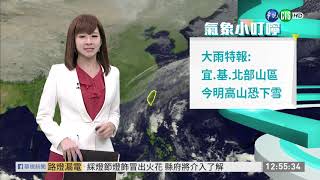 大雨特報:宜.基.北部山區今明高山恐下雪| 華視新聞20191205