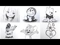 How To Draw 6 Easy Pencil Drawings Tutorial For Beginners || Cute Very Easy Pencil Sketch / Drawings