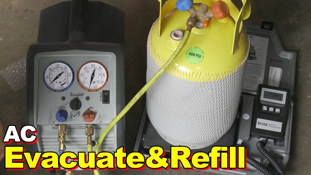 Evacuate & Recharge An AC system, Also Replace Schrader Valves - YouTube