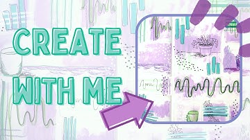 Step by Step Purple & Green Mixed Media Design #gridjournal #createwithme #walkthrough #asmr