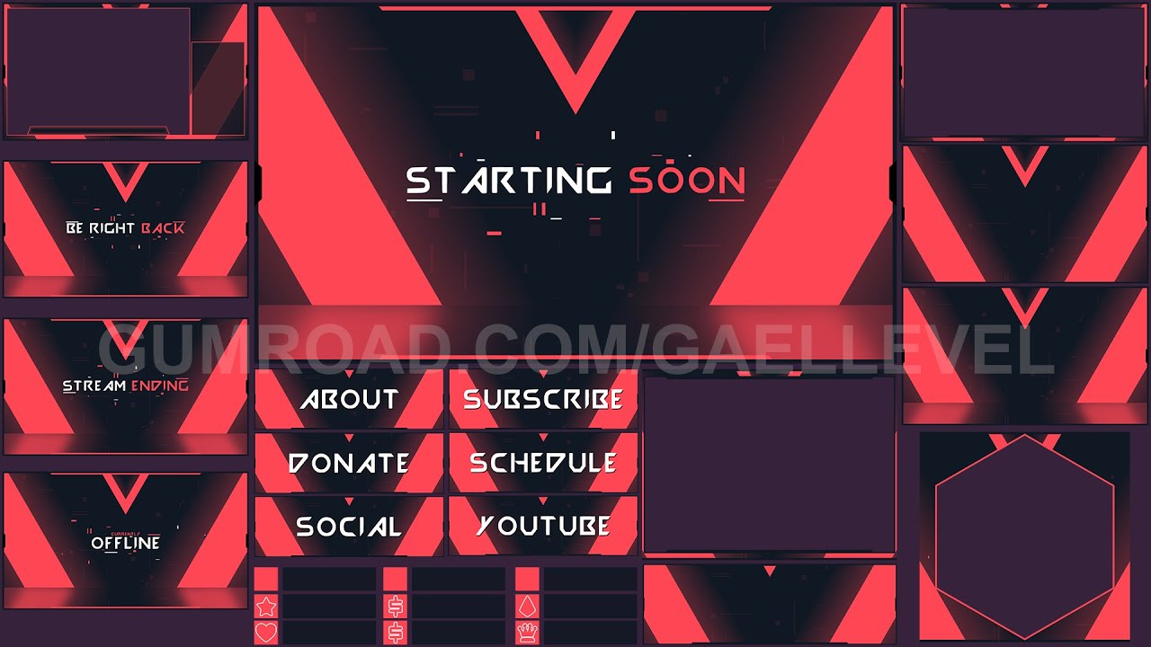 Free Valorant Inspired Twitch Overlay Pack Obs Studio Streamlabs Obs Youtube
