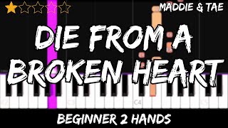 Maddie & Tae - Die From A Broken Heart - Easy Beginner Piano Tutorial - For 2 Hands