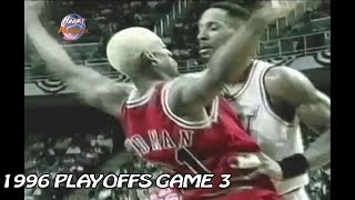 Alonzo Mourning vs Dennis Rodman Crazy Matchup in 1996 Playoffs Game 3!