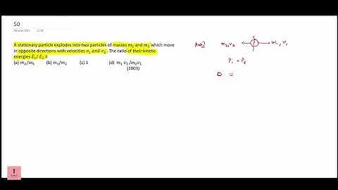 A stationary particle explodes into 2 particles of masses m1 and m2 which move in opposite direction