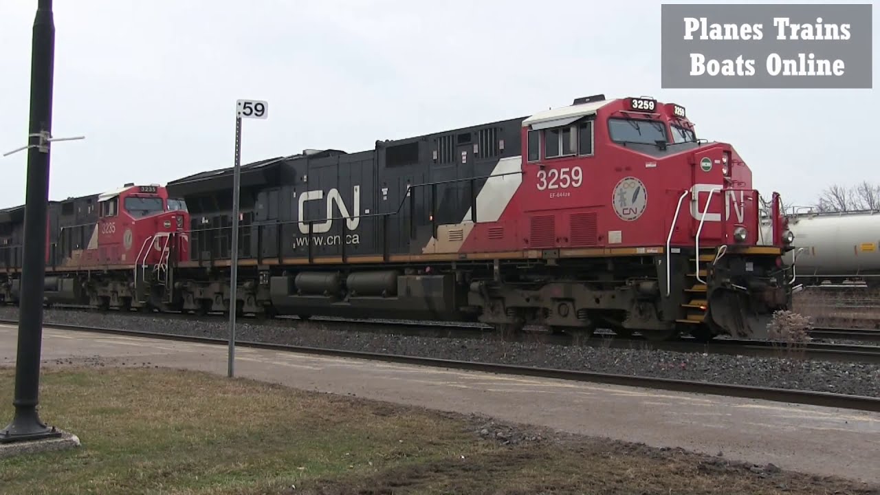 CN 3259 And CN 3235 Heritage Engine Manifest Train Through Sarnia To ...