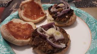 Homemade Burgers with onions