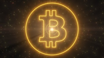 Bitcoin Cryptocurrency Logo Shape Outline Glowing Neon Lights Tunnel 4K VJ Loop Moving Background