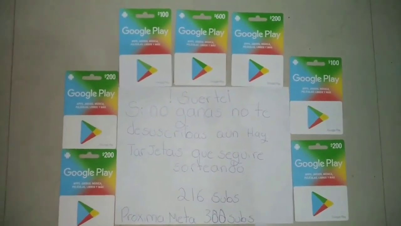 SORTEOS DE 7 TARJETAS DE GOOGLE PLAY