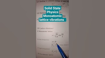 Solid State Physics Monoatomic lattice vibration