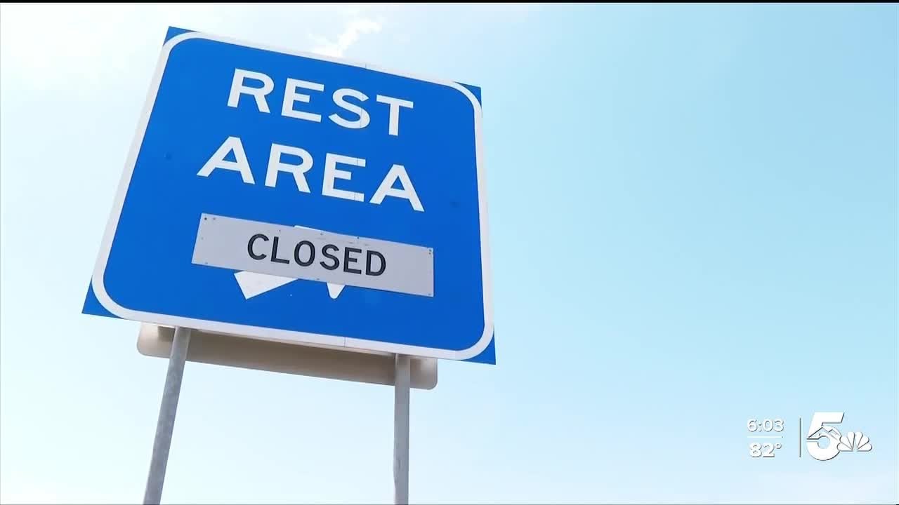 Blue Rest Area Sign