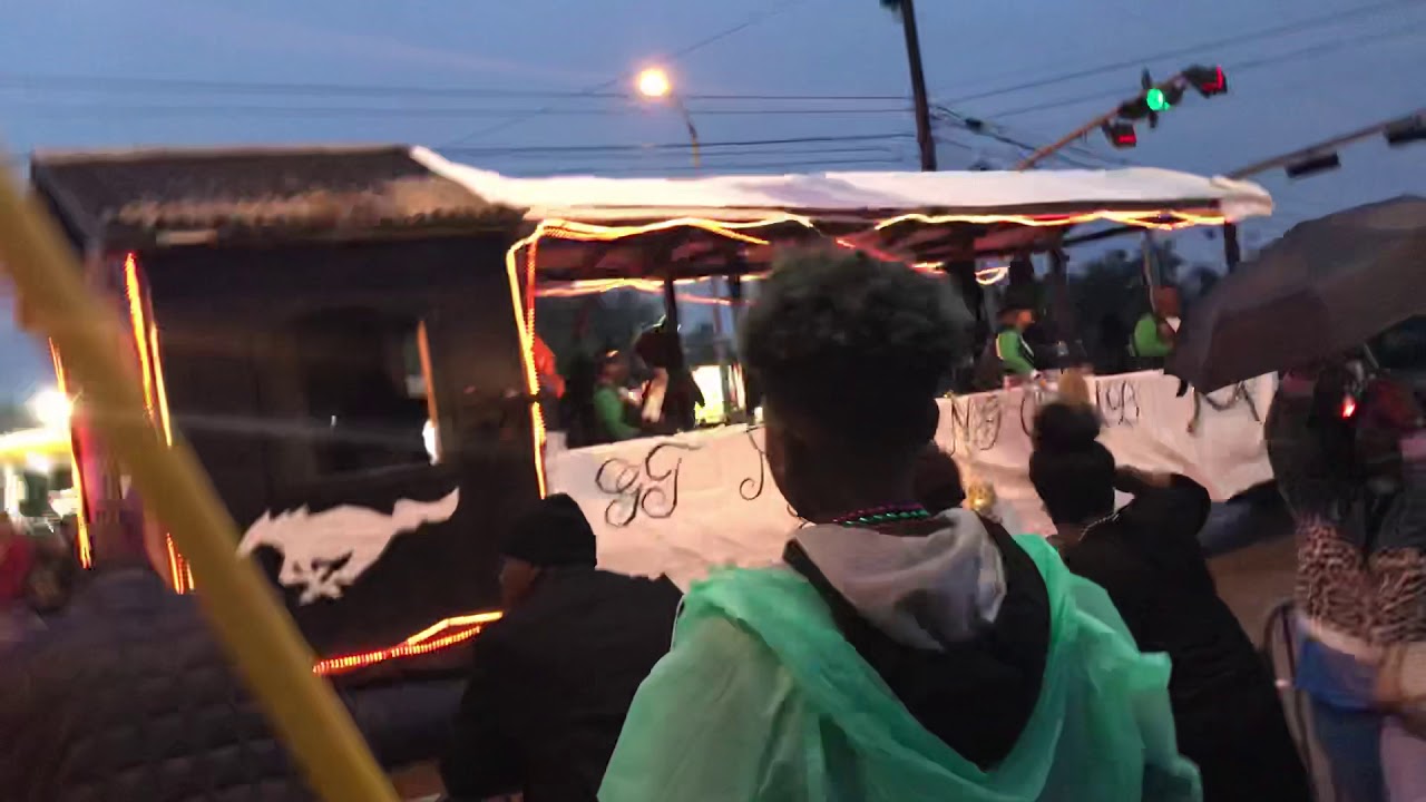 Mardi Gras Parade MOBILE ALABAMA FANS ON THERE FEET NO SCREAMING NO