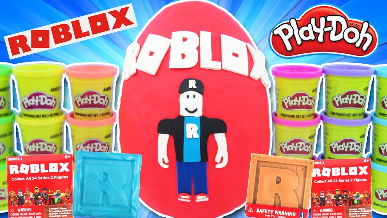 Giant Roblox Surprise Egg Play Doh With Gold Blue Mystery Boxes Minecraft Overwatch More Toys Youtube - roblox series 2 action figure mystery box juego