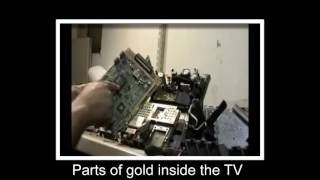 Parts of gold inside the TV