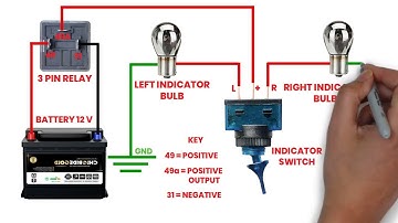 3 pin relay (flasher unit) wiring connection, animation/motorbike indicator wiring diagram