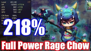 CRDMG 218%, Full Power Rage Chow Debut😤😤😤【Summoners War RTA】