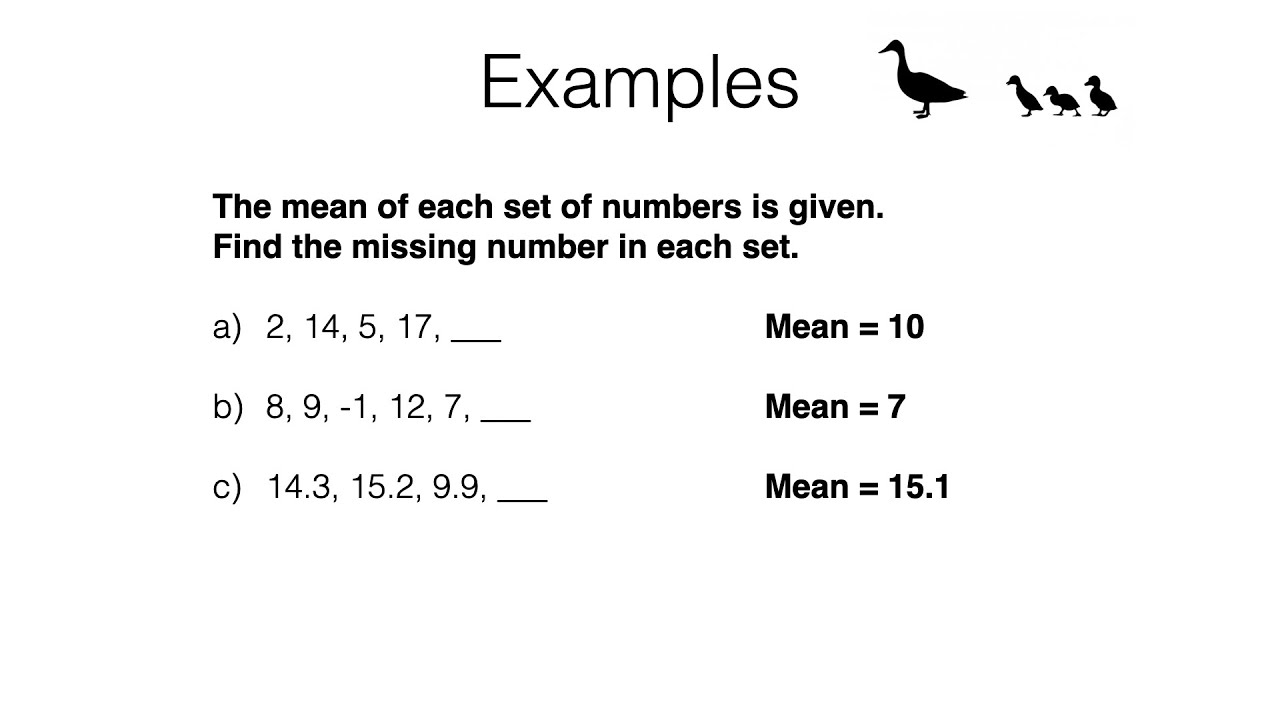 S4b Part 1 video 3 of 3 - Finding a missing value given the mean - YouTube