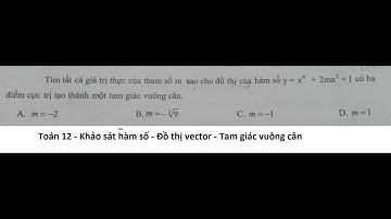 Tìm tất cả giá trị thực của tham số m sao cho y=x^4+2mx^2+1 có ba điểm cực trị 1 tam giác vuông cân
