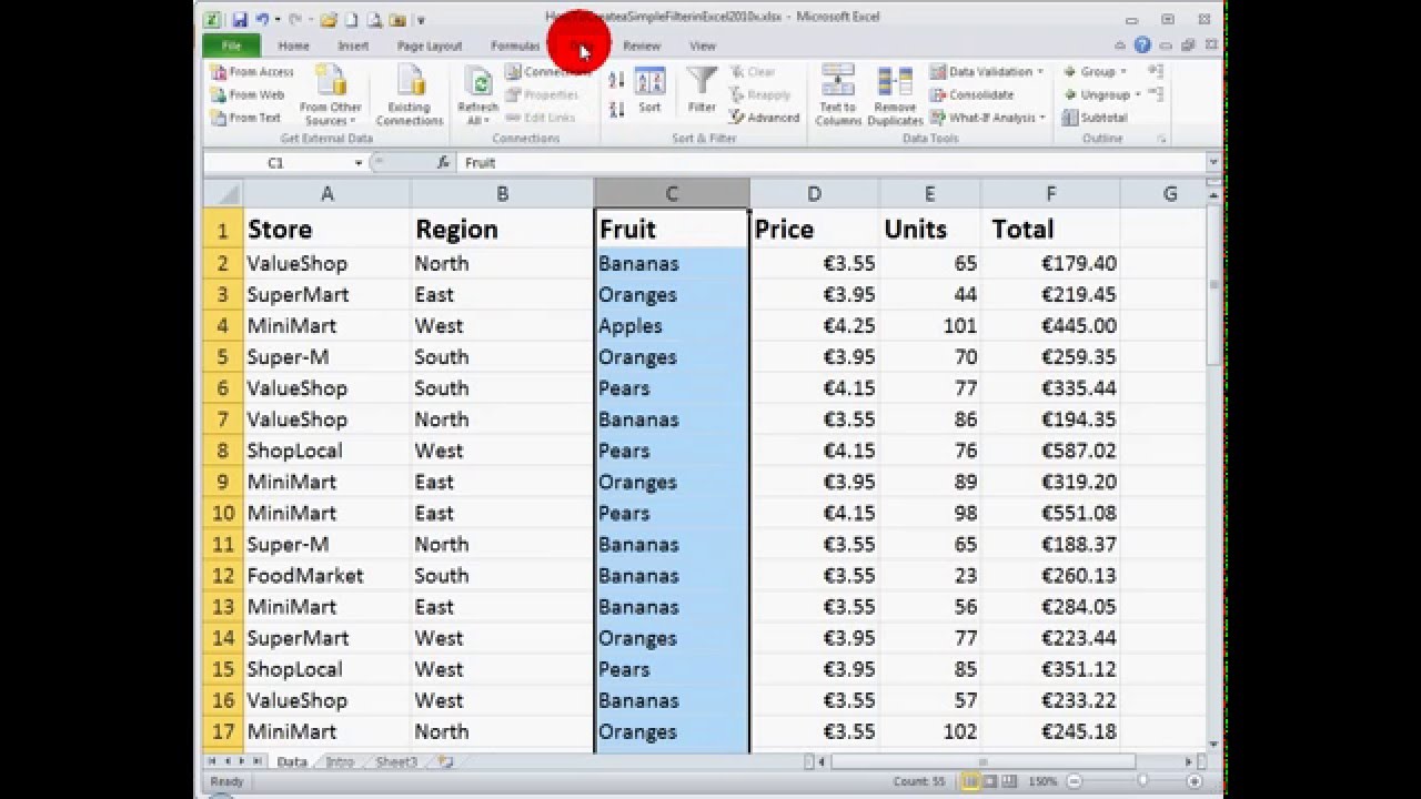 Excel 2010 Chart Filter