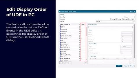 Edit display order of UDEs in NX CAM