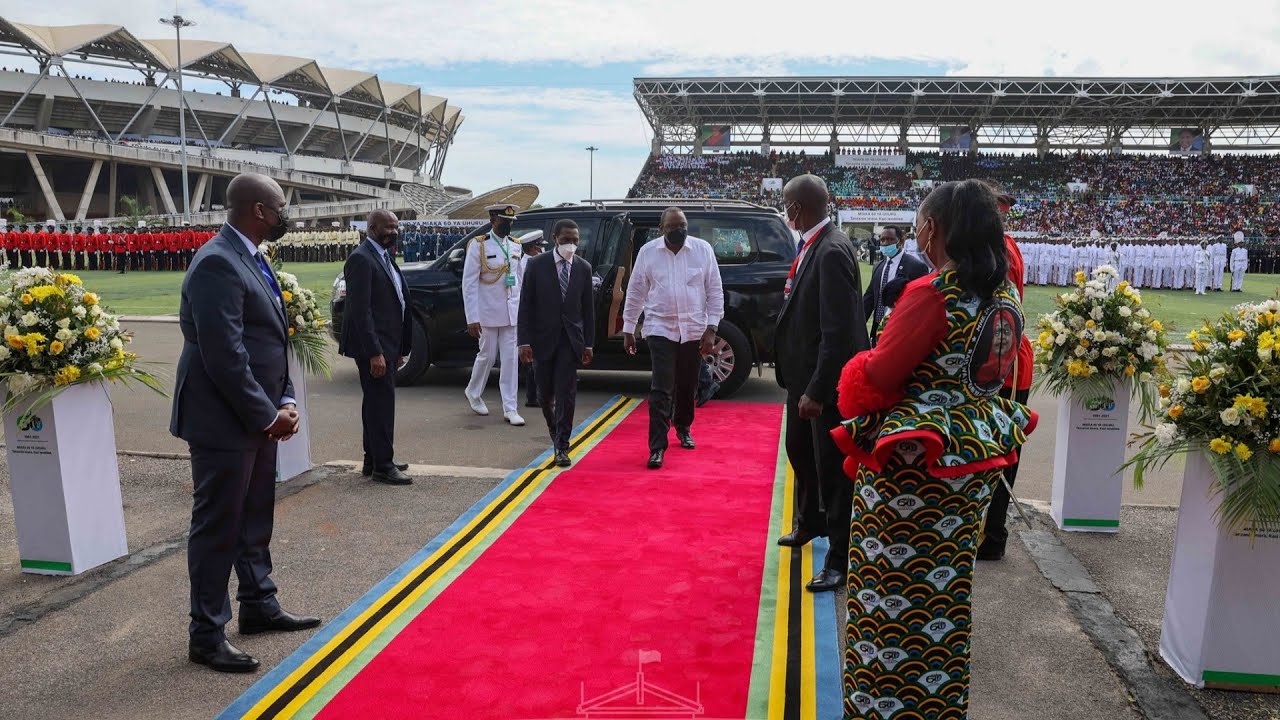 PRESIDENT UHURU ARRIVES AT UHURU STADIUM DAR ES SALAAM FOR TZS 60TH INDEPENDENCE DAY CELEBRATIONS