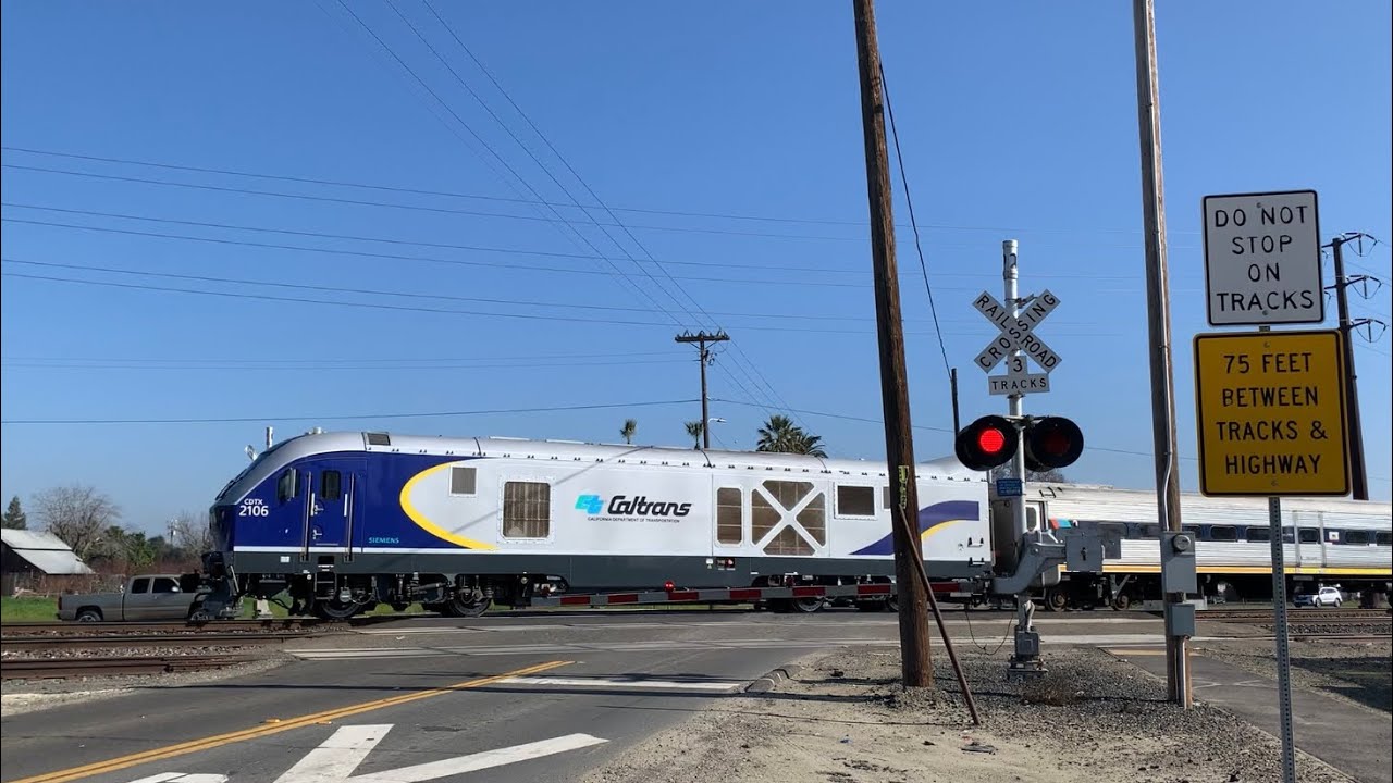 Amtrak CDTX 8309 San Joaquins Train 712 South - E. Zeering Road Railroad Crossing, Denair CA