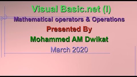 VB.net(1) Arithmetic Operators