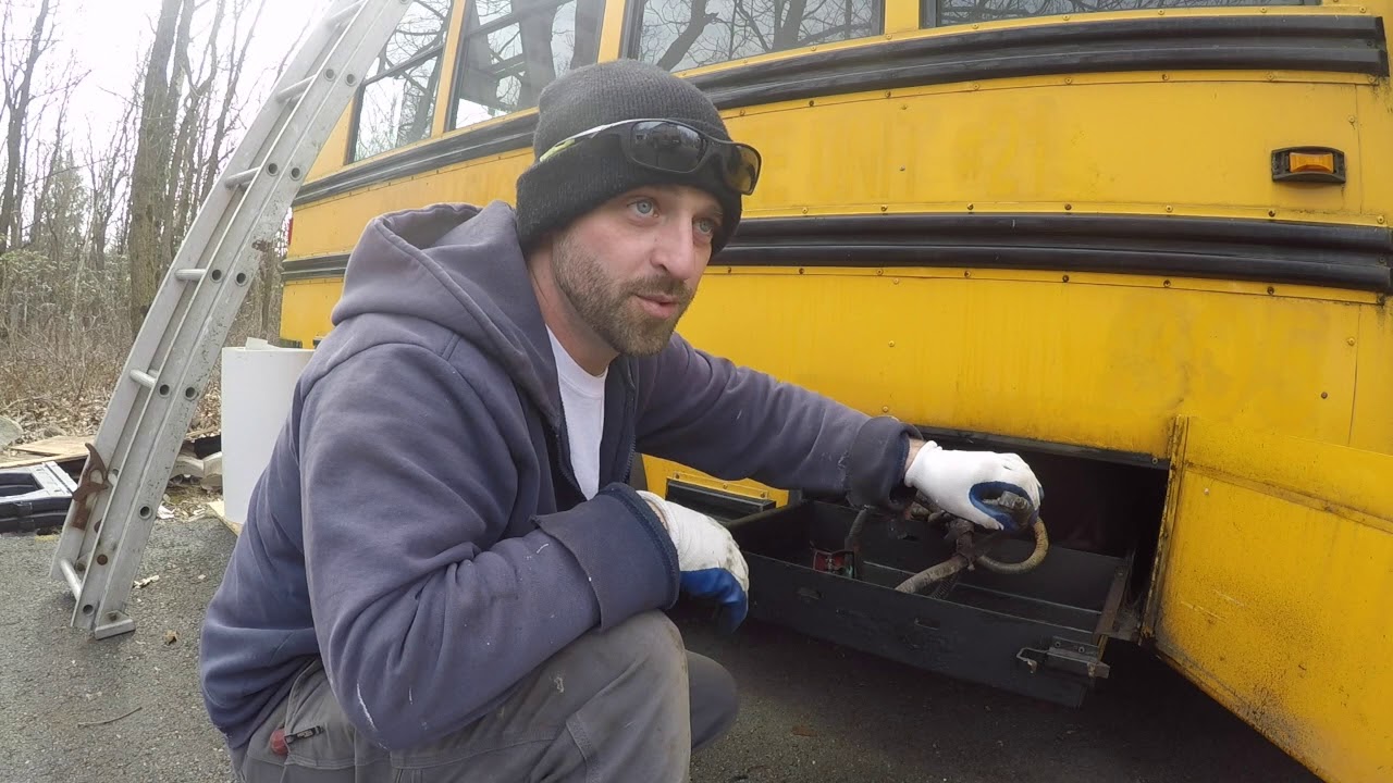 Skoolie Short Bus Conversion - Installing New Batteries In A Bus