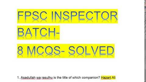 FPSC CUSTOM INSPECTOR SOLVED 8
