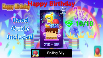 Rolling Sky Level 31 - Happy Birthday - 100% Completed All Diamonds And Crowns (With Road Guides)