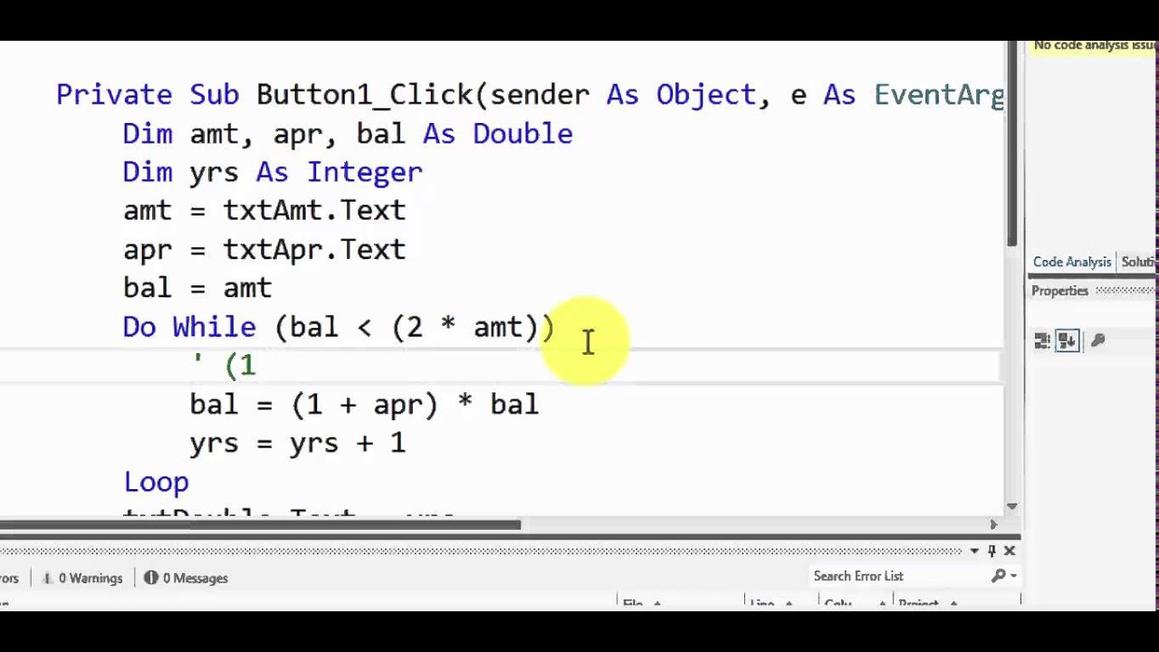 visual basic assignment