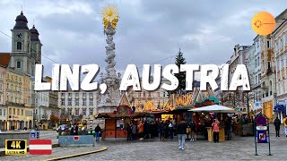 Linz, Austria 4K Winter Walking Tour + Christmas Markets