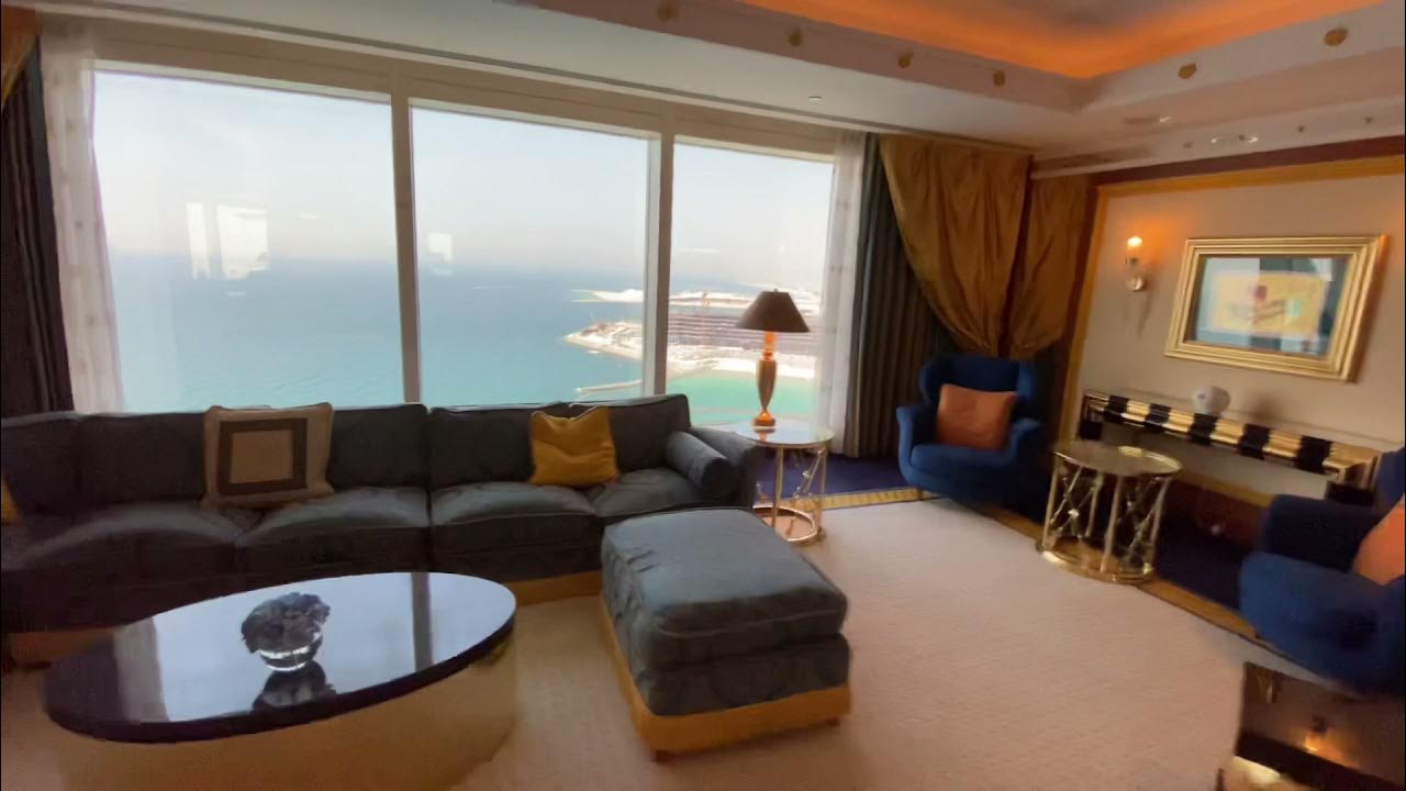 Burj Al Arab One bedroom Deluxe Marina Suite room tour Refined luxury with spectacular