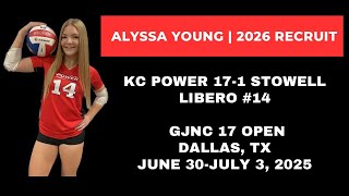 26 Volleyball Recruit Alyssa Young Libero Gjnc June 30-July 3, 2025 Highlights