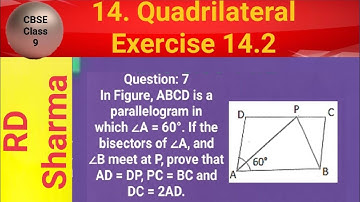 ABCD is a parallelogram in which ∠A=60° If bisector ∠A and ∠B meet at P, prove AD=DP, PC=BC & DC=2AD