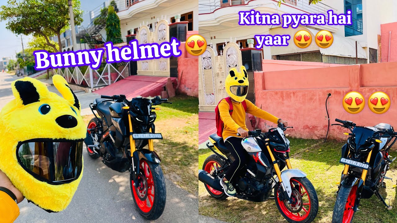 Cute pikachu bunny helmet for yamaha Mt15 😍 || pikachu bunny helmet price , quality all details 💯