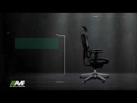 Комп'ютерне крісло з ортопедичною спинкою для керівника та співробітників офісу Agile Black Alum Grey AMF, видео 1