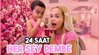 24 Saat Her Şey Tek Renk Pembe Pembe Hamburger Pembe Makarna Şeypembe