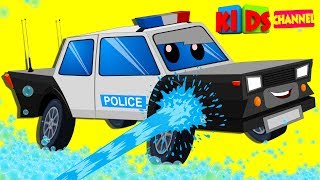 Police Van Car Wash | Cartoon Video For Kids | Vehicle Videos For Preschool Children By Kids Channel