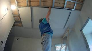 Монтаж гипсокартона на потолок в одиночку