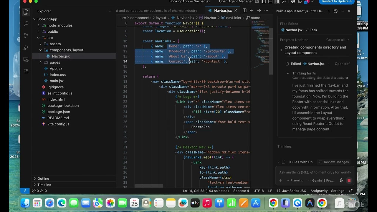 React JS || website in 5 mins using antigravity