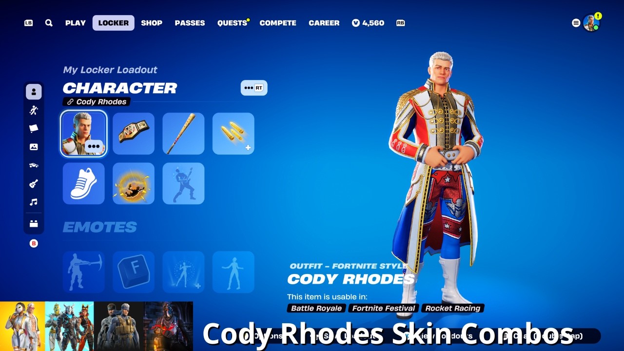 Fortnite Rodes Cody Rhodes Skin Combos (Fortnite Battle Royale) - YouTube