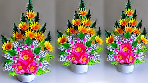 beautiful flower bouquet making with paper / diy flower bouquet