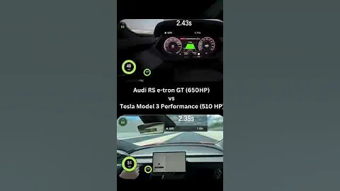 DRAG RACE Audi RS E-Tron GT 650 HP vs Tesla Model 3 Performance 510 HP