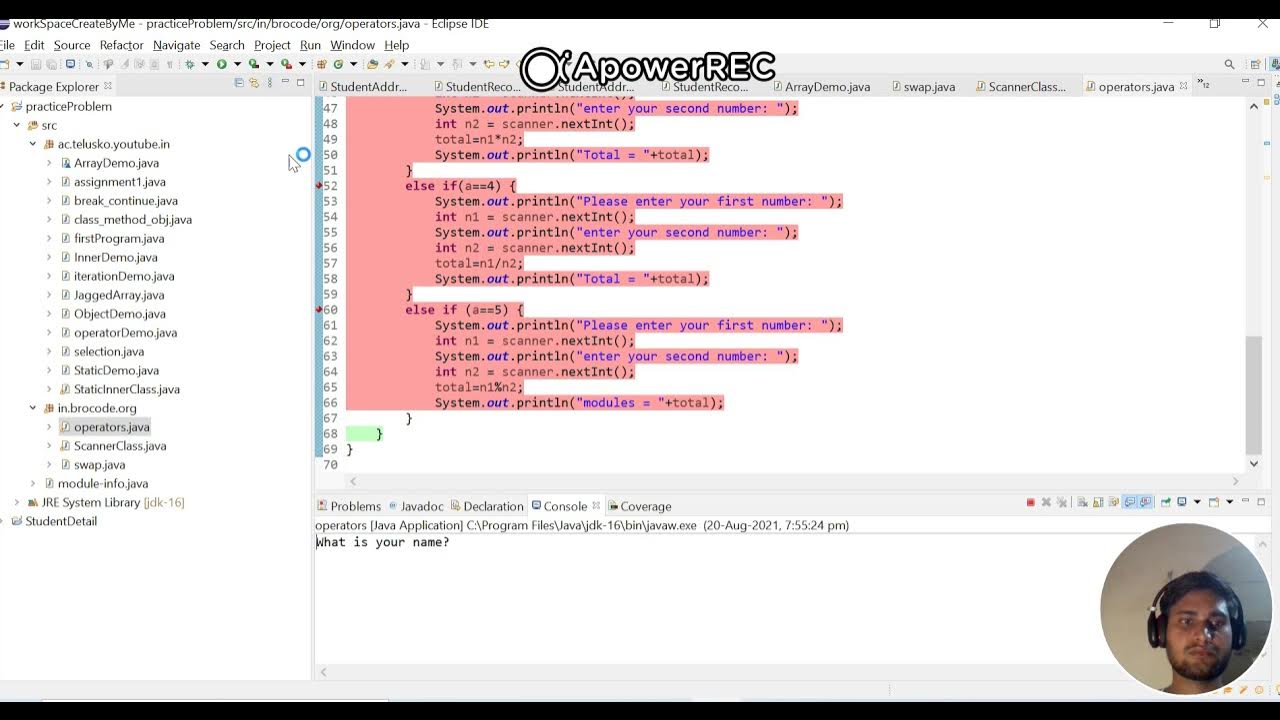 Calculator code using else if Condition in JAVA Programming - YouTube