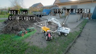 VOLLMETALL - Hydraulik Bagger | 600 Liter Gülle Lagune | AMEWI - G308H | Kurzfilm | 4K | 10K Bagger