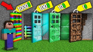 Minecraft NOOB vs PRO: WHICH RAREST DOOR WILL NOOB BOUGHT FOR 1000$ VS 100$ VS 10$ VS 1$? trolling