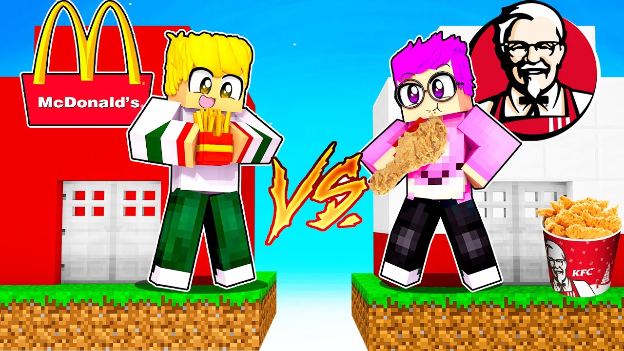 MINECRAFT McDONALDS BASE vs. KFC BASE CHALLENGE! 😂🍔 (WHICH