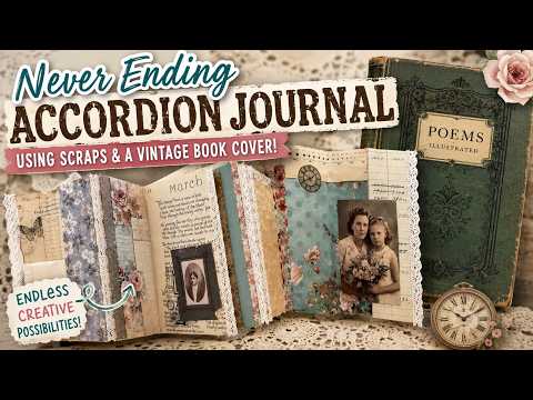 NEVER ENDING ACCORDION JOURNAL  Using Vintage Book Cover