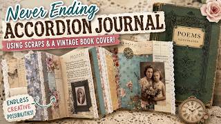 Never-Ending Accordion Journal Using Vintage Book Cover